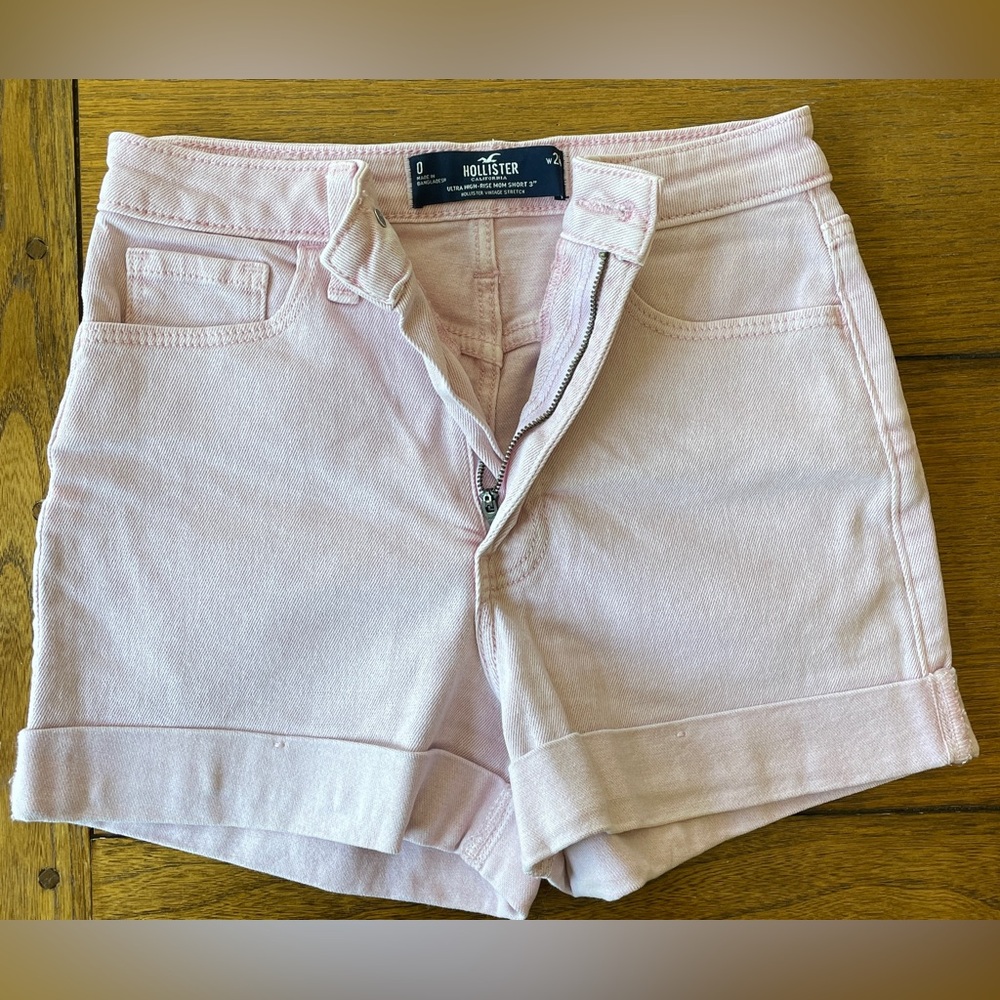 Hollister Pink Jean Shorts with Tailored Fit